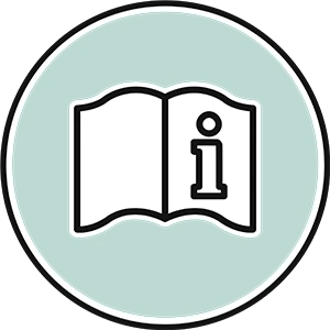 Icon Heft mit Informationen und einem I